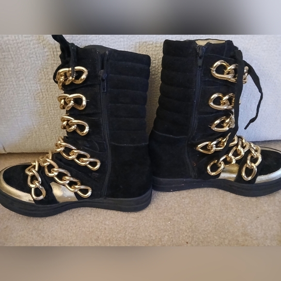 JEFFREY CAMPBELL Ibiza "wedge Black Gold Chain Sneaker women size 8. - Picture 2 of 10